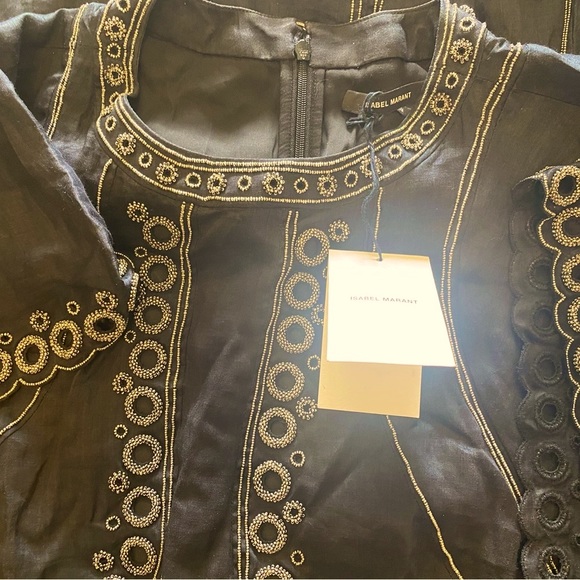 Isabel Marant Dress With Beaded Flutter Sleeve Dress $3200 NWT Size L - Picture 12 of 15